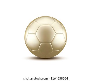 Golden ball on white background. Ball in the vector. Football. Effect 3d.