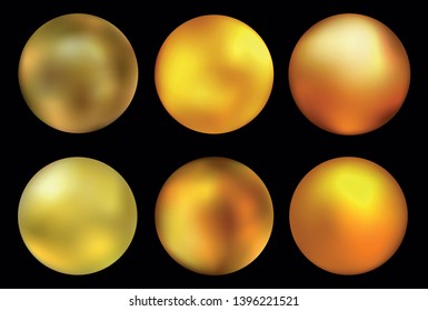 Golden ball set.Abstract 3d sphere.