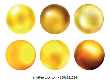 Golden ball set.Abstract 3d sphere.
