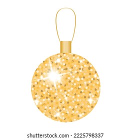 Golden ball with sparkles. Vector golden ball with sparkles. Christmas tree decoration.