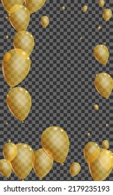 Vector transparente de fondo de balón dorado. Marco de entretenimiento aéreo. Helio Cinta Amarilla. Sorpresa Diseño Aislado.