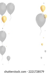 Vector blanco de fondo Ballon dorado. Ilustración inflable de Baloon. Globo de eventos plateados. Tarjeta Jubilee de Juguete.