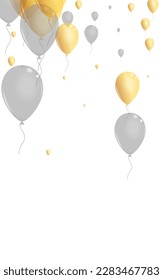 Vector blanco de fondo Ballon dorado. Pancarta de Baloon 3d. Globo Gris Resumen. Borde del Jubileo de Sorpresa.