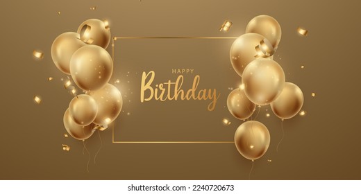 golden balloon background celebrate birthday elegant banner template vector illustration