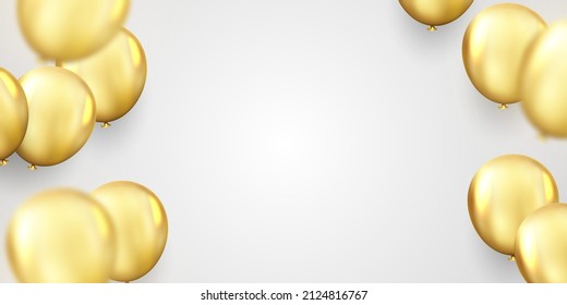 Golden Balloon Background Vector Illustration With Confetti For parties or celebrations