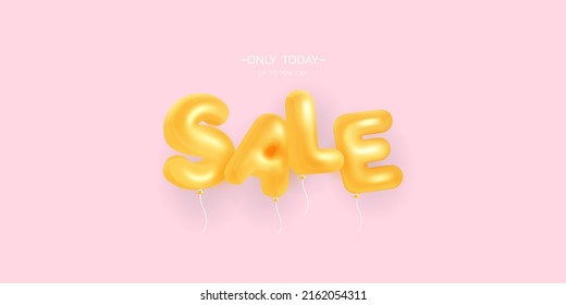 diseño de globo dorado Ilustración vectorial 3d banner de venta