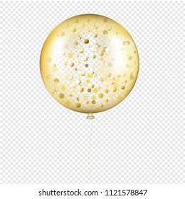 Golden Balloon With Golden Glitter Transparent Background With Gradient Mesh, Vector Illustration