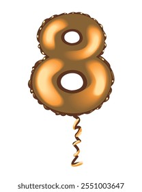 golden balloon number eight icon isolated