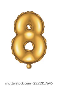 golden balloon number eight icon isolated