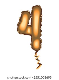 golden balloon number four icon isolated