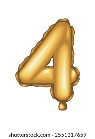 golden balloon number four icon isolated