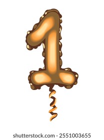 golden balloon number one icon isolated