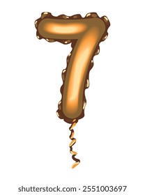 golden balloon number seven icon isolated