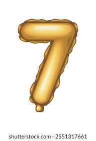 golden balloon number seven icon isolated