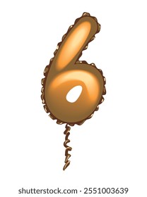 golden balloon number six icon isolated