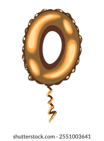 golden balloon number zero icon isolated