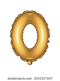 golden balloon number zero icon isolated