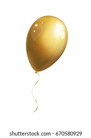 Golden balloon on white background. Vector illustration.