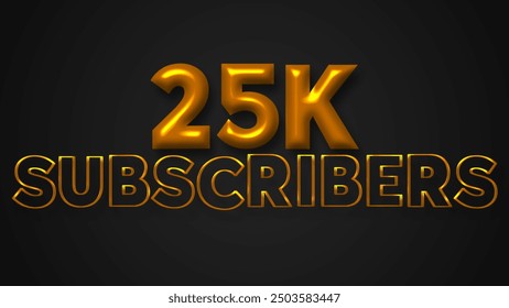 Golden Balloon Shinny 25K subscribers celebration text effect template