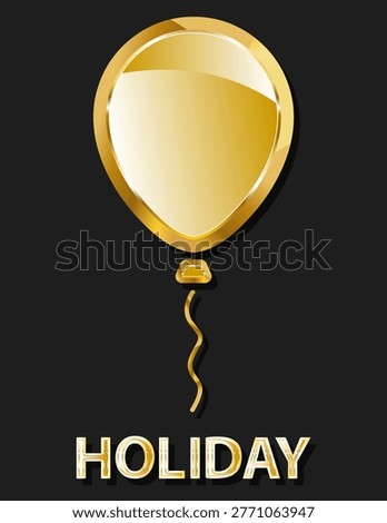 Golden balloon vector illustration in a glossy metallic style on a dark background, symbolizing celebration, holidays, festive occasions with an elegant luxury design.