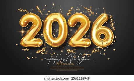 Golden Balloons 2026 New Year Celebration Party Festive