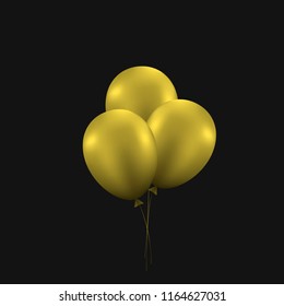 Golden balloons. Festive congratulation holiday background, Vector illustration