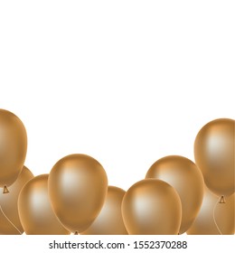 golden balloons helium floating decorative icons vector illustration design