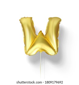 Golden balloons letters from foil. 3d vector realistic.W