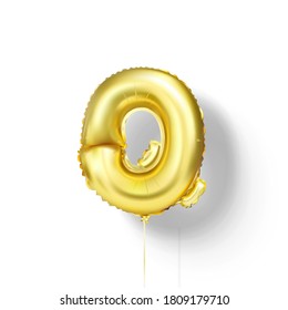 Golden balloons letters from foil. 3d vector realistic.Q