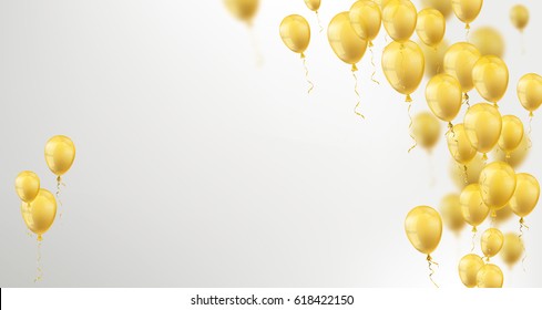 Golden balloons on the gray background. Eps 10 vector file.