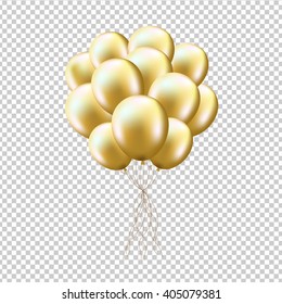Golden Balloons Sheaf, Isolated on Transparent Background, With Gradient Mesh, Vector Illustration