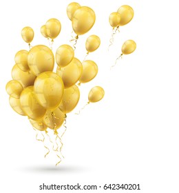 Golden balloons with white background. Eps 10 vector file.