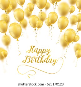 Goldene Ballons auf weißem Hintergrund mit dem Text Happy Geburtstag. Eps10 Vektordatei.