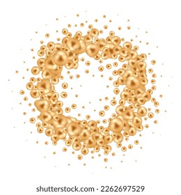 Golden balls abstract background golden pearl. 3D illustration.