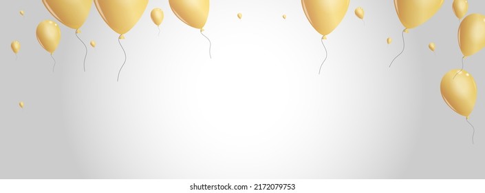 Vector gris de fondo de globo dorado. Plantilla de parte sorpresa. Globo de luz amarilla. Tarjeta de entretenimiento con globo.