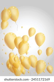 Fondo de globo dorado Vector gris. Plantilla de celebración de globos. Amarillo Amor Sorpresa. Anuncio de fiesta de juguete.