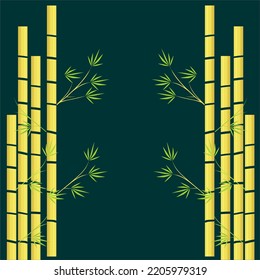 golden Bamboo background Vector illustration with golden bamboo stem with leaves.