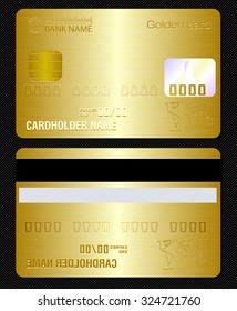 Golden bank card with polished metal texture