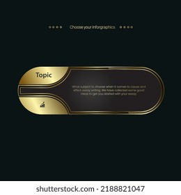 Golden Banner, Button, Symbol, Icon, Steps Of Work Plan Templates And Multipurpose Infographic Vector On A Dark Background