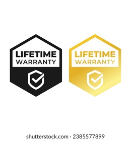 Golden banner lifetime warranty. Lifetime Warranty label, sticker, seal, badge, icon, logo, signflat vector illustration