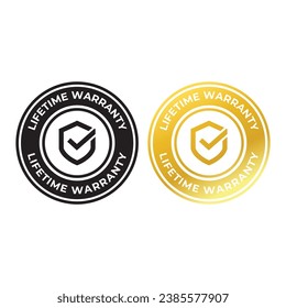 Golden banner lifetime warranty. Lifetime Warranty label, sticker, seal, badge, icon, logo, signflat vector illustration