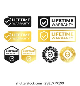 Golden banner lifetime warranty. Lifetime Warranty label, sticker, seal, badge, icon, logo, signflat vector illustration