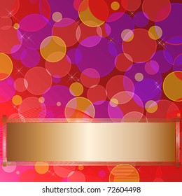 Golden banner on the background transparent circles. 10eps vector.
