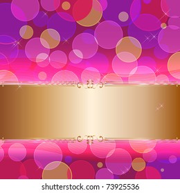Golden banner on the background transparent circles. 10eps vector.