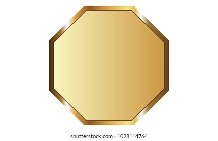 Golden banner ribbon label vector background with isolated fancy badge vintage sticker and decorative border icon for frame, coin. Festive colorful tag design award of gift illustration collection