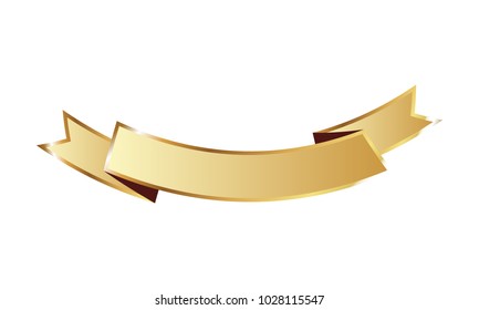 Golden banner ribbon label vector background with isolated fancy badge vintage sticker and decorative border icon for frame, coin. Festive colorful tag design award of gift illustration collection