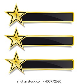 Golden banner stars Step by Step design. Vector Illustration.