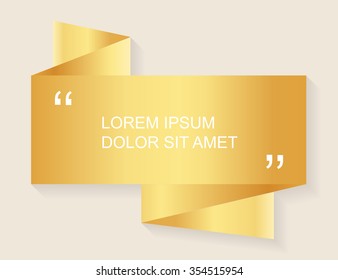 Golden banner.Banner with quotation marks.Vector illustration.