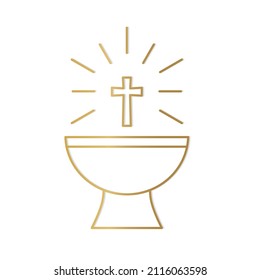 golden baptismal font icon- vector illustration