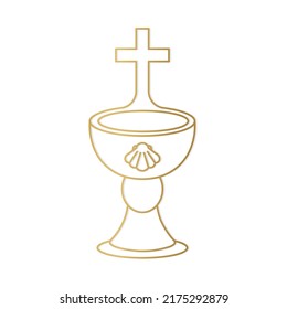 golden baptismal font- vector illustration